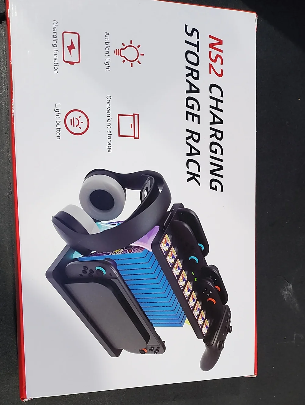 Charging Storage Rack - Black Organizer with Headset and Controller Slots